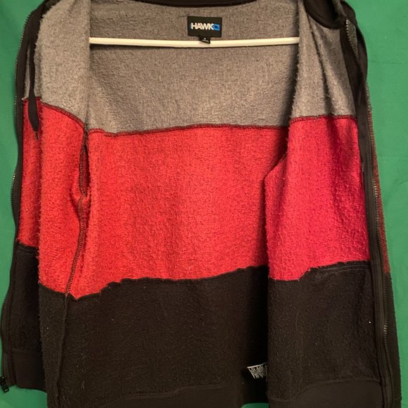 Hawk Fleece Hoodie L/S Men's Small, burgundy, black and gray, zip up front - Picture 6 of 8